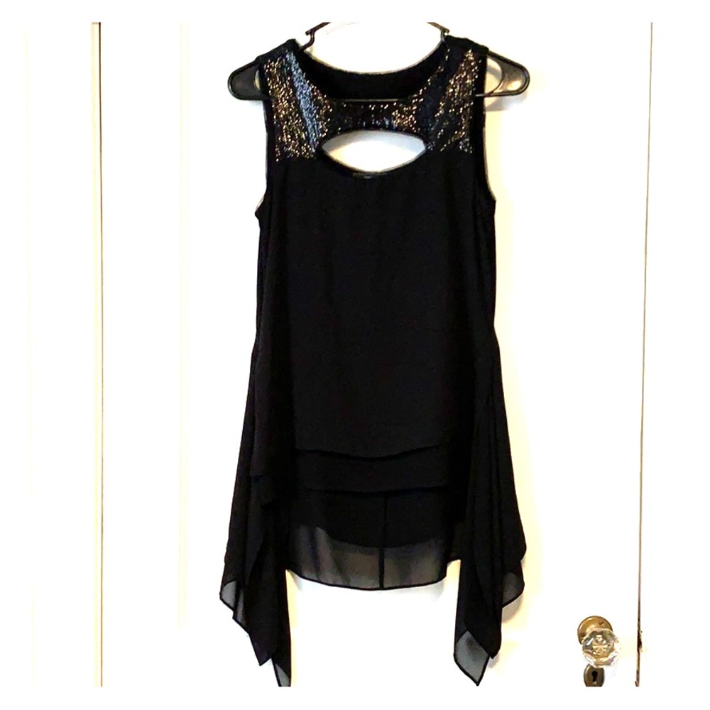 BCBG chiffon & sequin blouse
